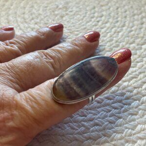 Gorgeous FLUORITE Handmade Sterling 925 Ring Size 8 #954D